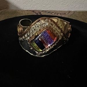 Tri-Metal Large Dichroic Bangle